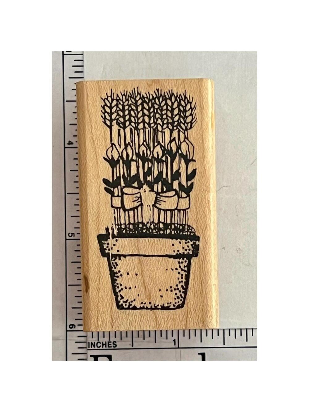 Rubber Stamp Potted Plant Topiary in Pot Mounted Scrapbooking Crafting